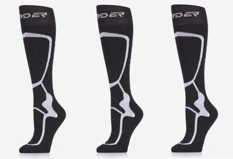 3 PAIRS Spyder Pro Liner Womens Ski Sock in Black