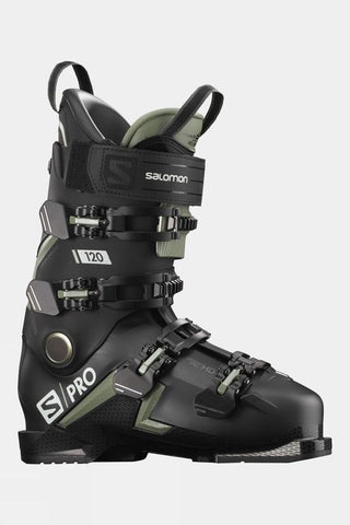 Salomon S PRO 120 Men's Ski Boots in Black / Oil Green