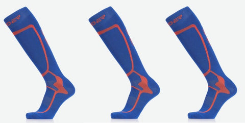 3 PAIRS Spyder Pro Liner Mens Ski Socks in Electric Blue