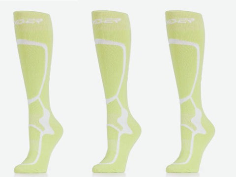 3 PAIRS Spyder Pro Liner Womens Ski Sock in Lime