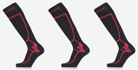 3 PAIRS Spyder Pro Liner Mens Ski Socks in Black