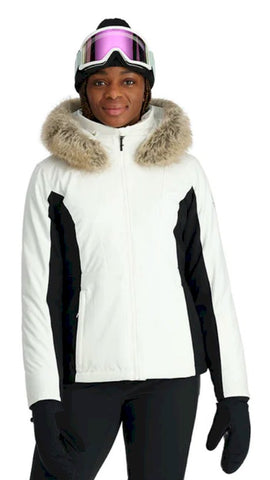 Spyder Vida Womens Stretch  Ski Jacket in White Front