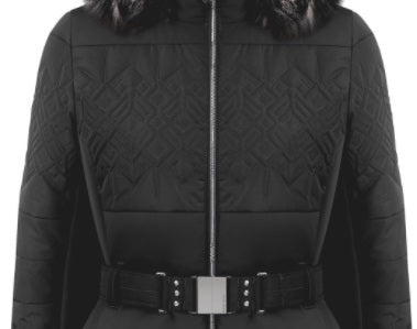 Poivre Blanc Riva 1003 Faux Fur Women's Slim Fit Stretch Ski Jacket in Black zoom view