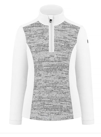Poivre Blanc Womens 1500 Micro Fleece Sweater in Melange Grey White