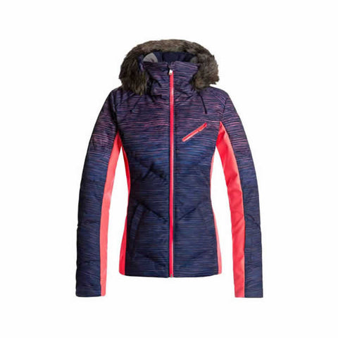 Roxy Snowstorm Print Ski Jacket Neon Grapefruit Space Dye XL
