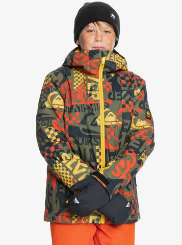Quiksilver Mission Printed Boys  Snow Jacket in  PUREED PUMPKIN BRAND CALL OUT