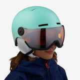 Salomon Grom Visor Helmet Aruba Glossy in Kids Medium side view
